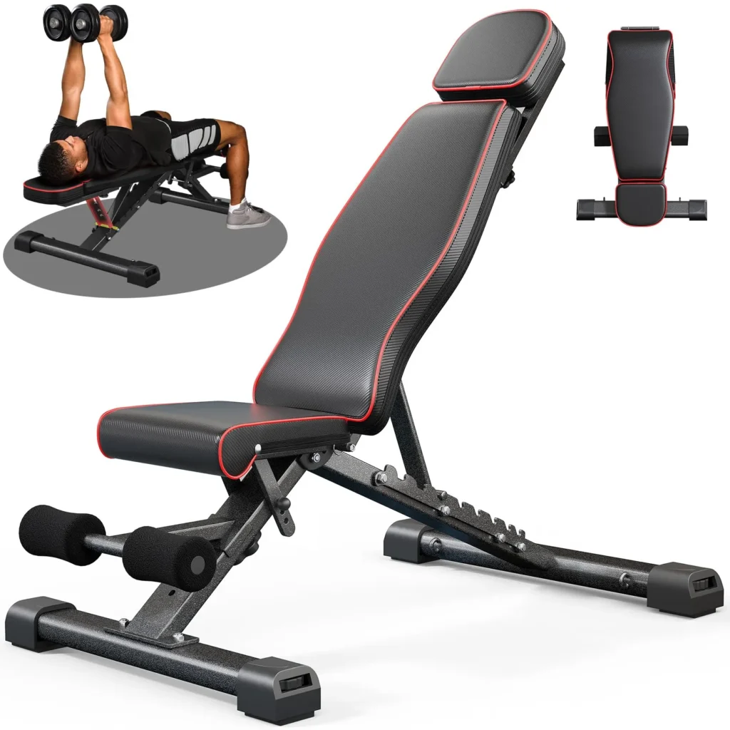 foldable weight bench for home gym with incline and decline exercise positions