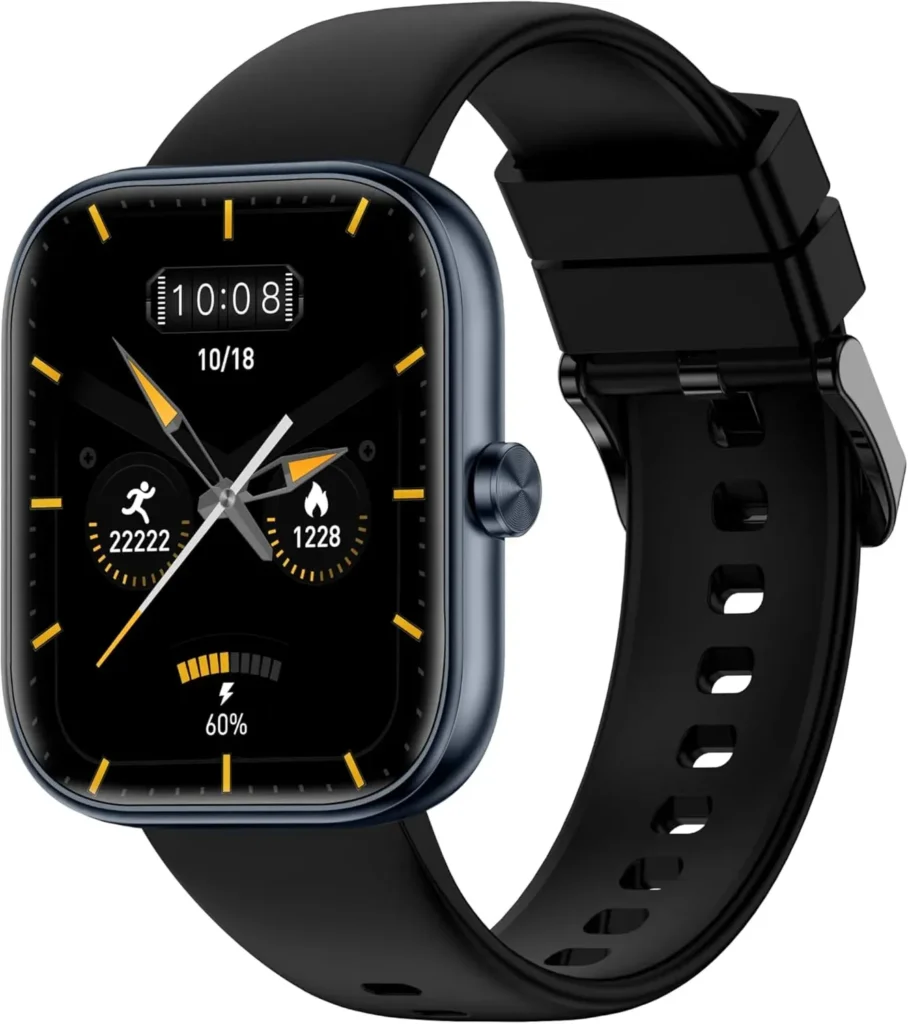 bluetooth call smartwatch with fitness tracker in sleek black design
